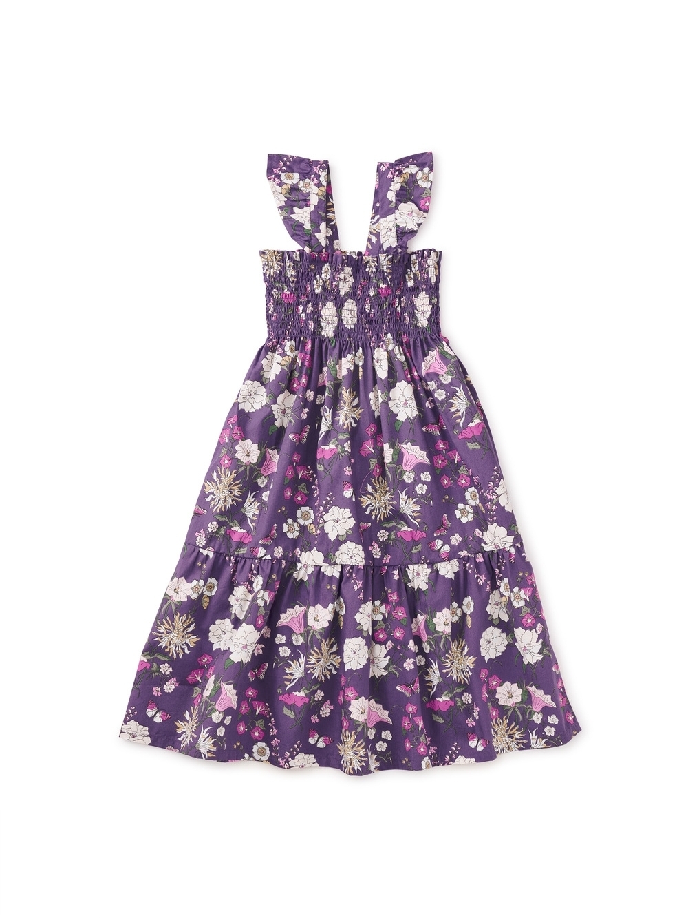 Tea Collection Purple Floral Sundress with Smocked Bodice, Size 5